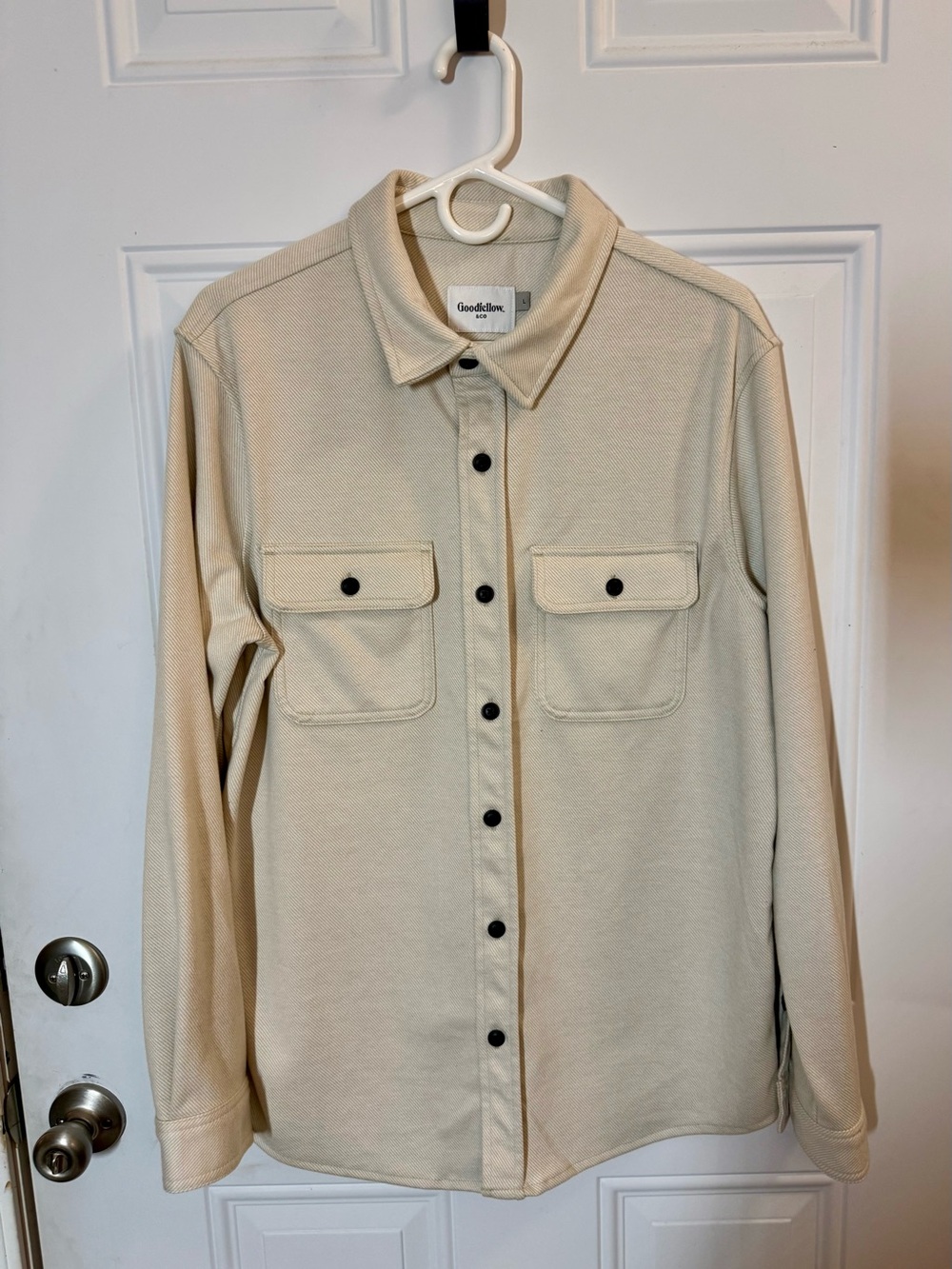 Goodfellow & Co Cream Button-Front Casual Shirt Jacket